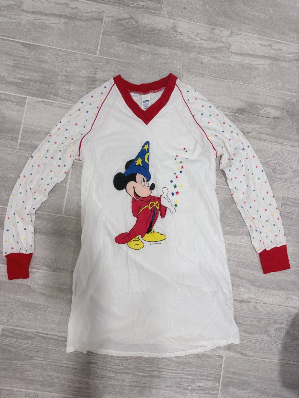 Vintage from 80's Disney White & Red Sorcerer Mickey Nightgown